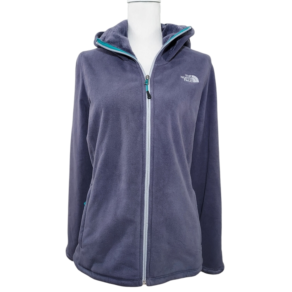 North Face periwinkle blue hooded zip jacket L